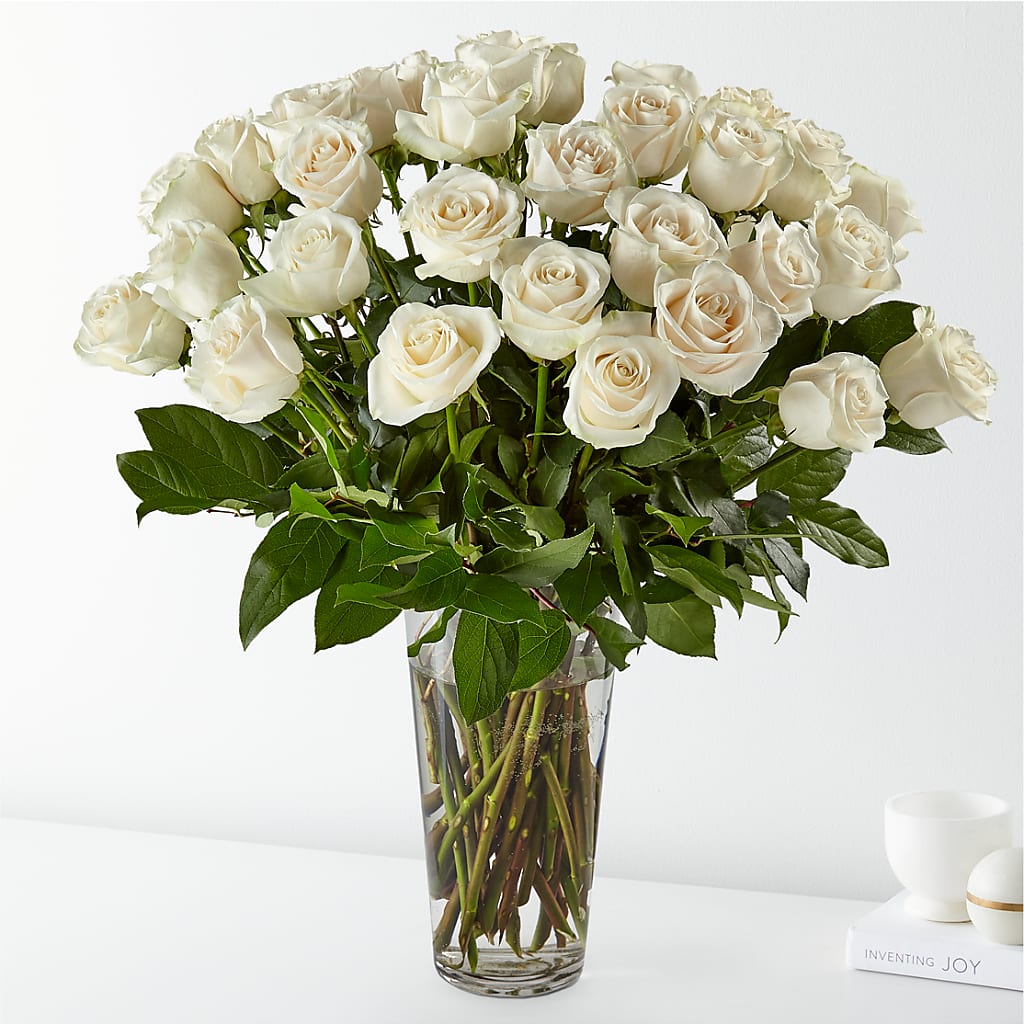 Long Stem White Rose Bouquet – Lily And Rose, Nashville TN