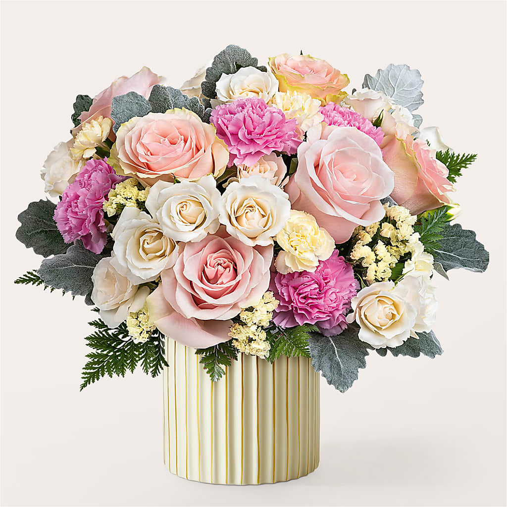 Blissful Moments Bouquet with Ivory Vase – Lily And Rose, Nashville TN