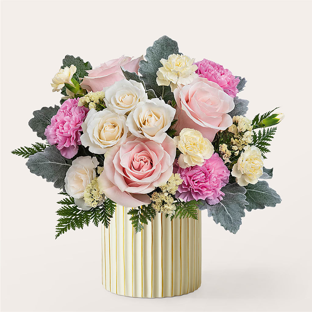 Blissful Moments Bouquet with Ivory Vase – Lily And Rose, Nashville TN
