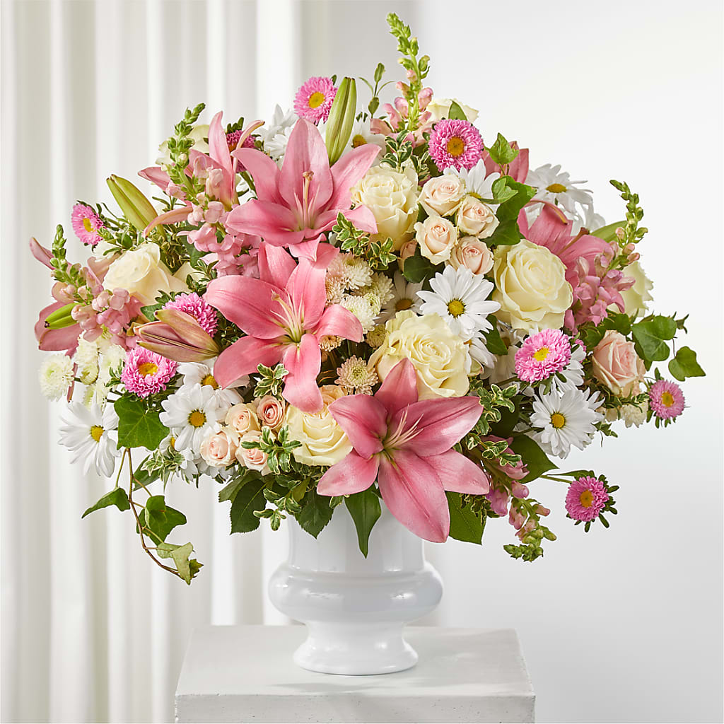 Empathetic Blooms Urn Arrangement – Lily And Rose, Nashville TN