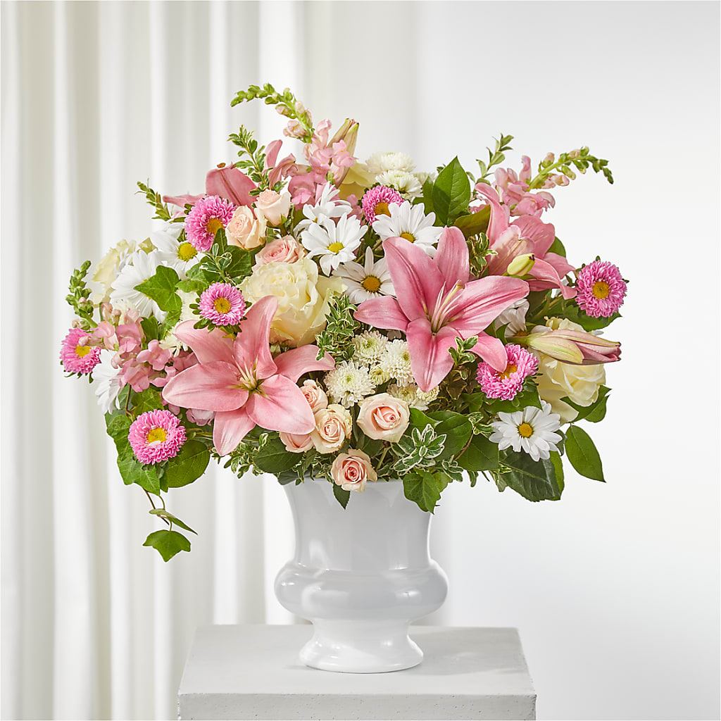 Empathetic Blooms Urn Arrangement – Lily And Rose, Nashville TN