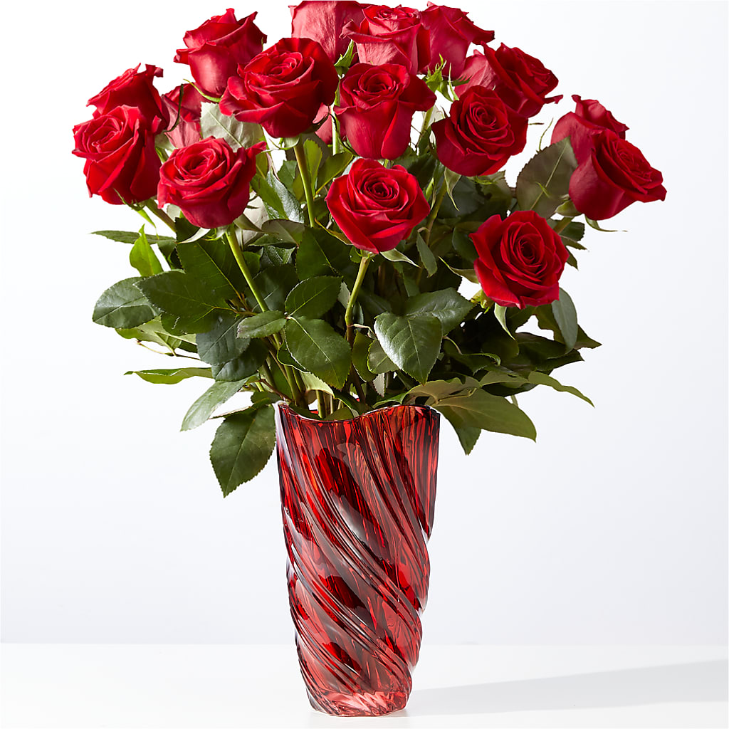Classic Love Red Rose Bouquet with Luxe Swirl Vase – Lily And Rose, Nashville TN
