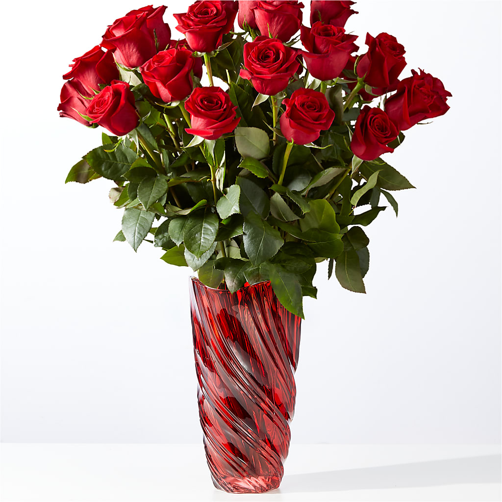 Classic Love Red Rose Bouquet with Luxe Swirl Vase – Lily And Rose, Nashville TN