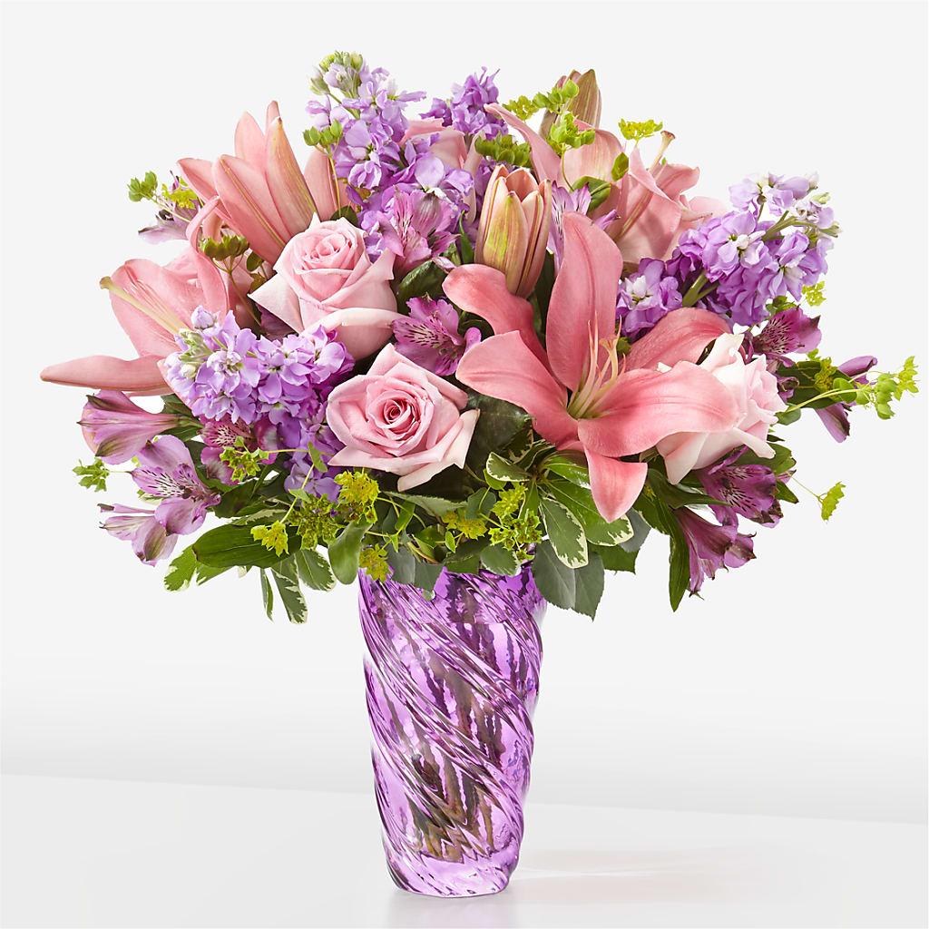 Precious Petals Bouquet with Luxe Swirl Vase – Lily And Rose, Nashville TN