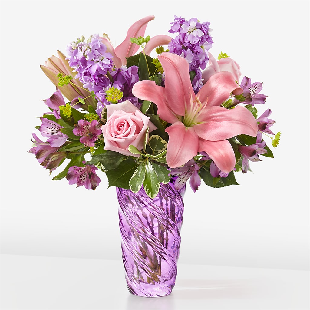 Precious Petals Bouquet with Luxe Swirl Vase – Lily And Rose, Nashville TN