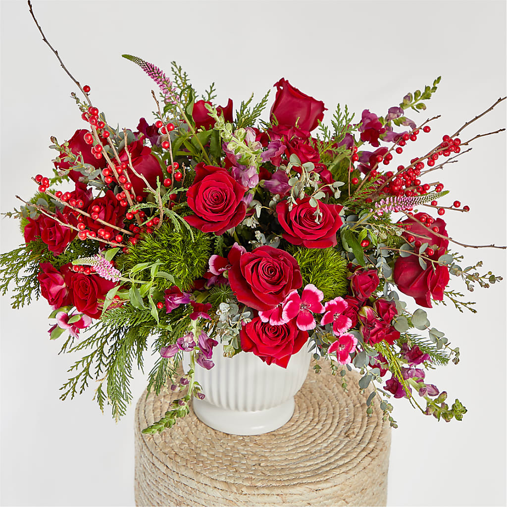 Big Red Bow Bouquet –  Lily And Rose, Nashville TN