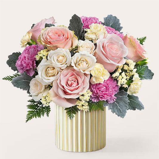 Blissful Moments Bouquet with Ivory Vase –  Lily And Rose, Nashville TN