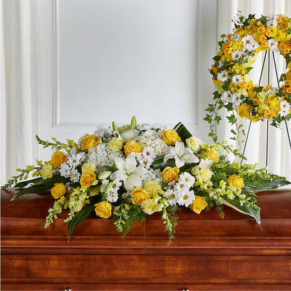 Golden Harmony Casket Spray –  Lily And Rose, Nashville TN