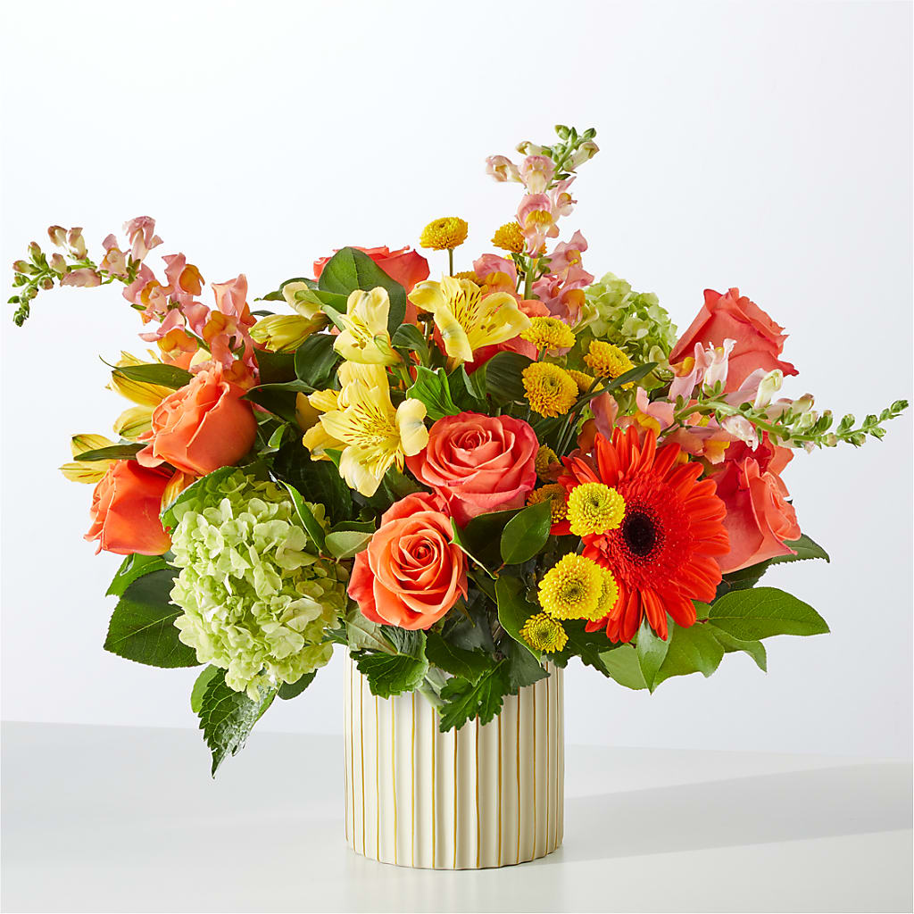 Autumn Sunshine Bouquet with Ivory Vase –  Lily And Rose, Nashville TN