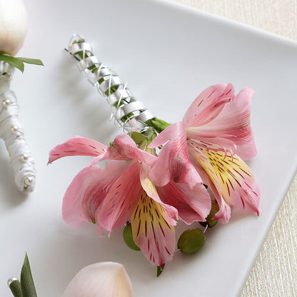 Pink Peruvian Lily Boutonniere –  Lily And Rose, Nashville TN