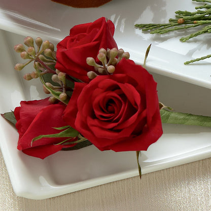Red Spray Rose Boutonniere –  Lily And Rose, Nashville TN