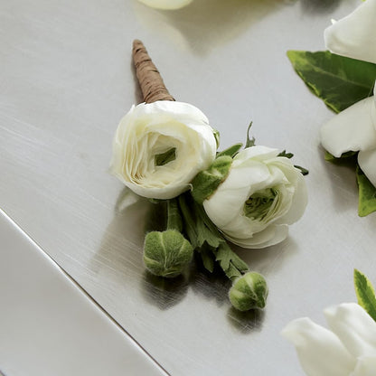 White Ranunculus Boutonniere –  Lily And Rose, Nashville TN